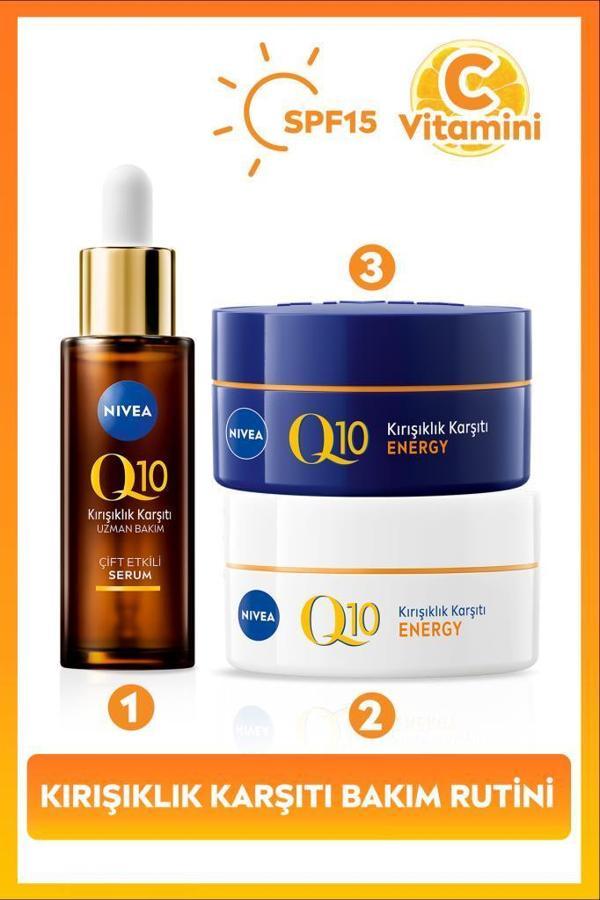 SPF15 Q10 Energy Gündüz Yüz Kremi 50ml, Gece Kremi 50ml ve Kırışıklık Karşıtı Çift Etkili Serum 30ml - Image 1