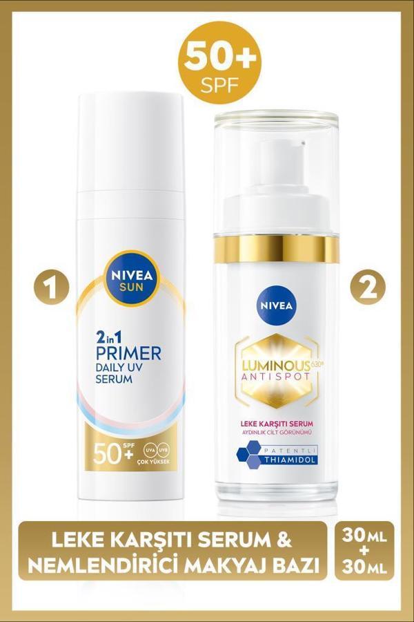 SUN SPF50 Primer Nemlendirici Makyaj Bazı 30ml ve Luminous630 Thiamidol Leke Karşıtı Cilt Serum30ml  - Image 1