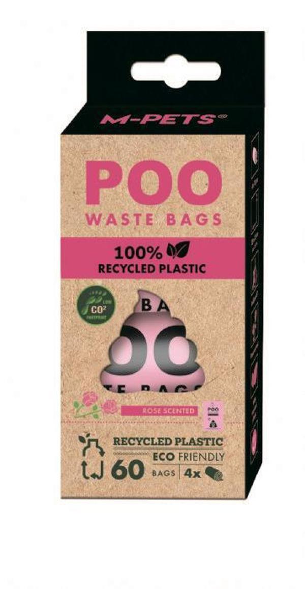 M-Pets Poo %100 Recycled Dışkı Poşeti Gül Kokulu 4x15 Yaprak - Image 1