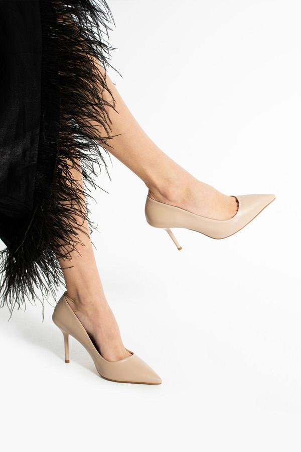 Güllü Shoes Bej 9Cm Vegan Deri İnce Topuklu Stiletto | Etkileyici Şıklık! Mezuniyet Düğün Ofis İçin - Image 1