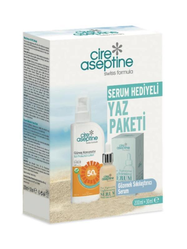 Cire Aseptine Güneş Koruyucu 50 SPF 200 ml + Gözenek Sıkılaştırıcı Serum 30 ml Kutu - Image 1