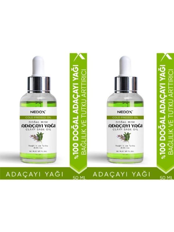 NEDOX 2 Adet Misk Adaçayı Yağı %100 Doğal Bağlılık Ve Tutku Arttırıcı Clary Sage Oil 50 Ml - Image 1