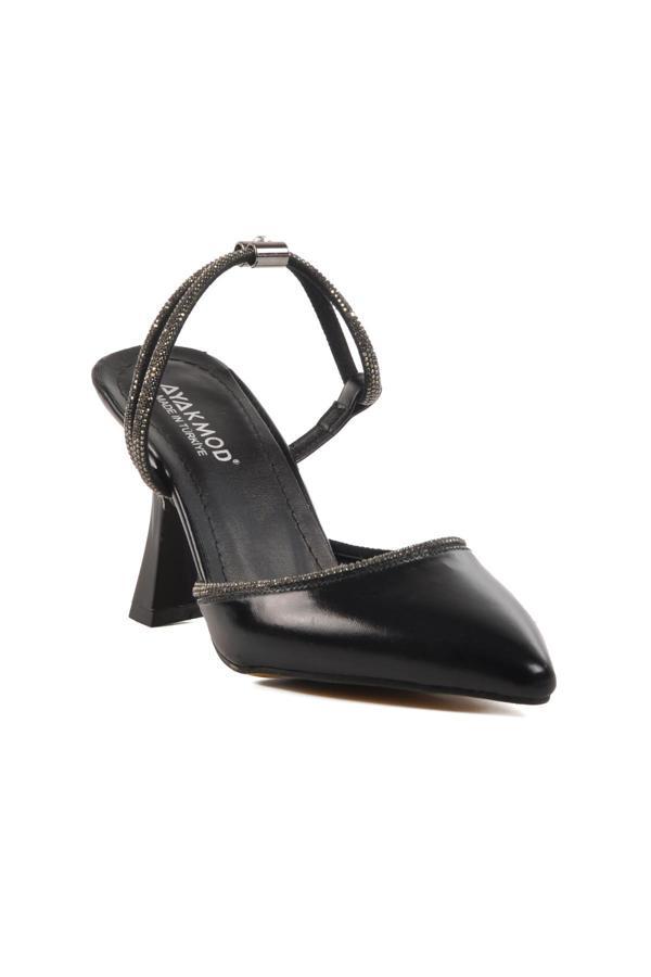 Ayakmod 417603 Z Siyah Taşlı Kadın Topuklu Ayakkabı Stiletto - Image 1