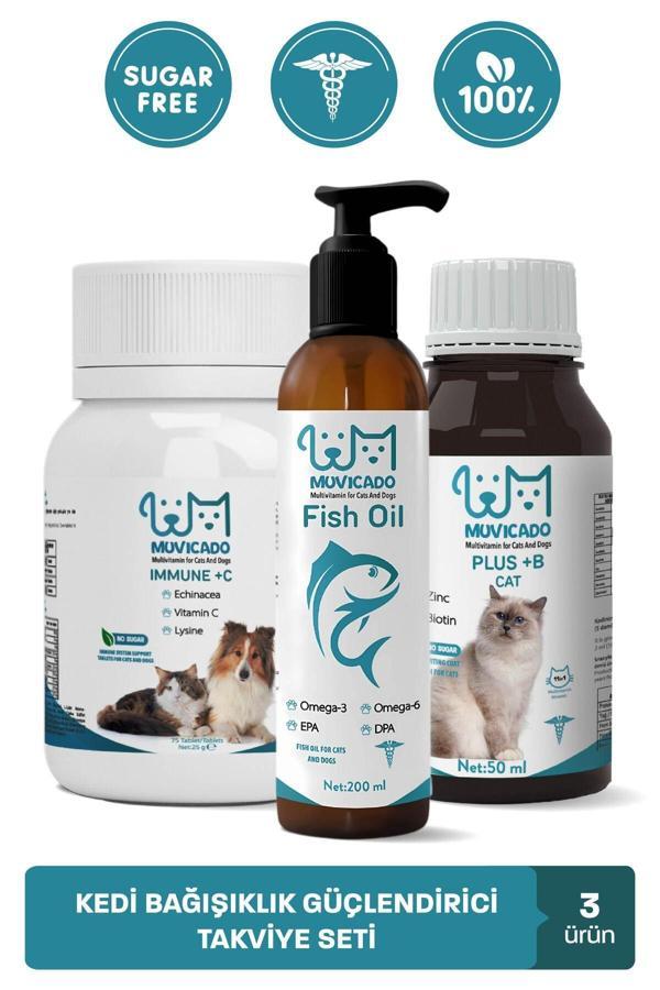 Muvicado Kedi Bağışıklık İmmün Güçlendirici Multivitaminli Damla Somon Balık Yağı C Vitaminli Tablet - Image 1