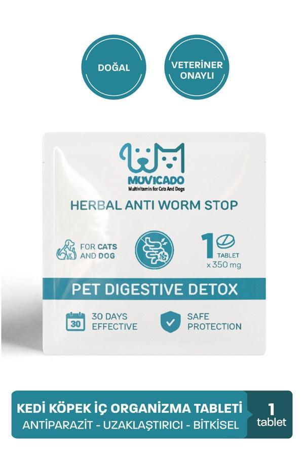 Muvicado Kedi Köpek Iç Dış Anti Parazit Uzaklaştırıcı Bitkisel Damla Ödül Tablet Seti Bit Pire Giderici - Image 1
