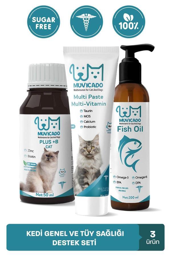 Muvicado Kedi Vitamin Desteği (Multivitaminli Kedi Damlası & Kedi Malt Macun Omega-3 Ve Omega-6 Balık Yağı) - Image 1