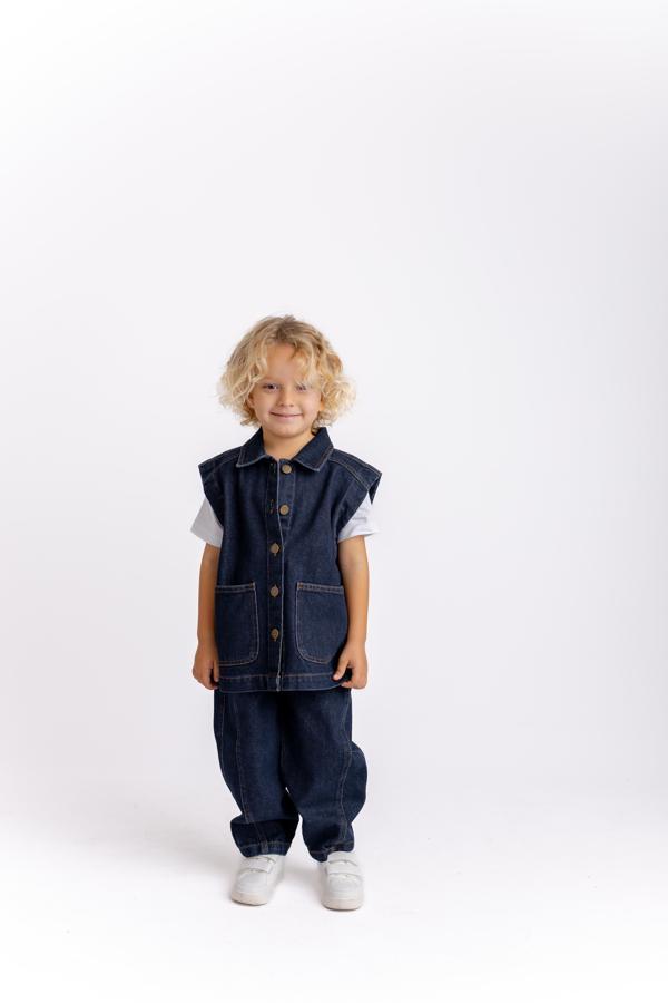 Unisex Cepli Kot Yelek Mavi - Image 1