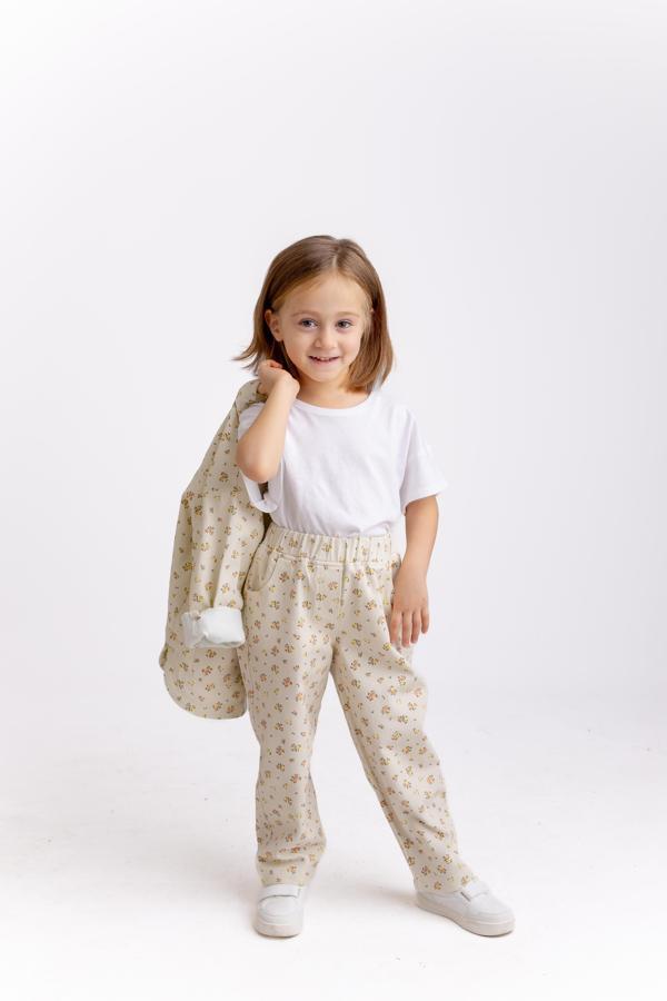 Çiçek Gabardin Kız Çocuk Pantolon - Image 1