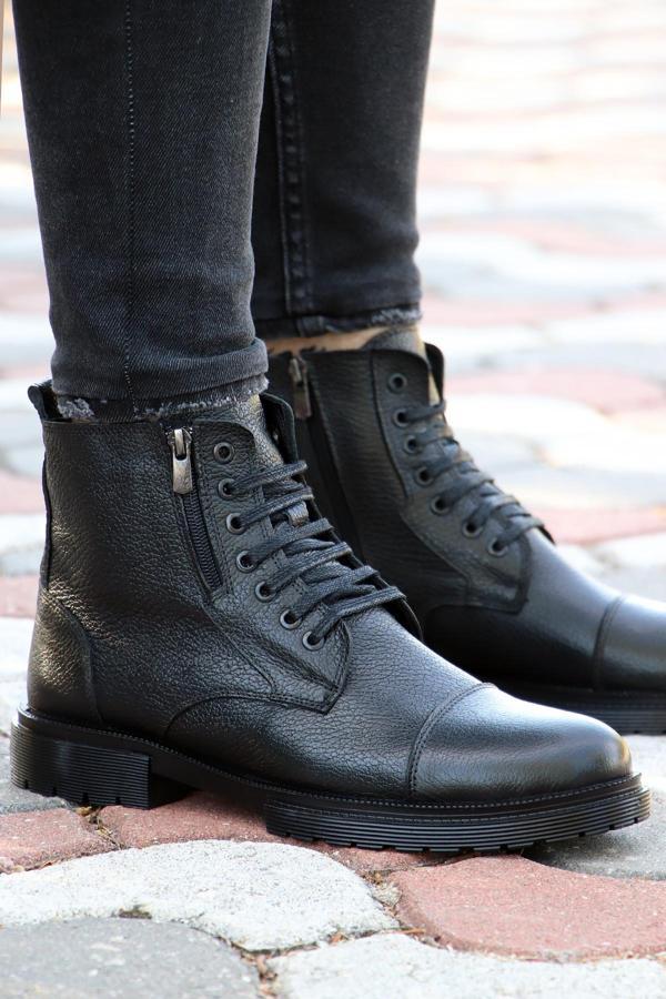 M.P. 232-4241 Kaymaz Taban Fermuarlı Hakiki Deri Erkek Bot - Image 1