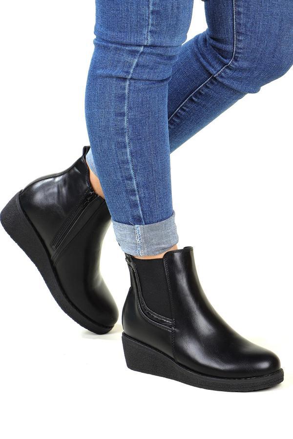 Polaris 607 Dolgu Topuklu Fermuarlı Kadın Bot - Image 1