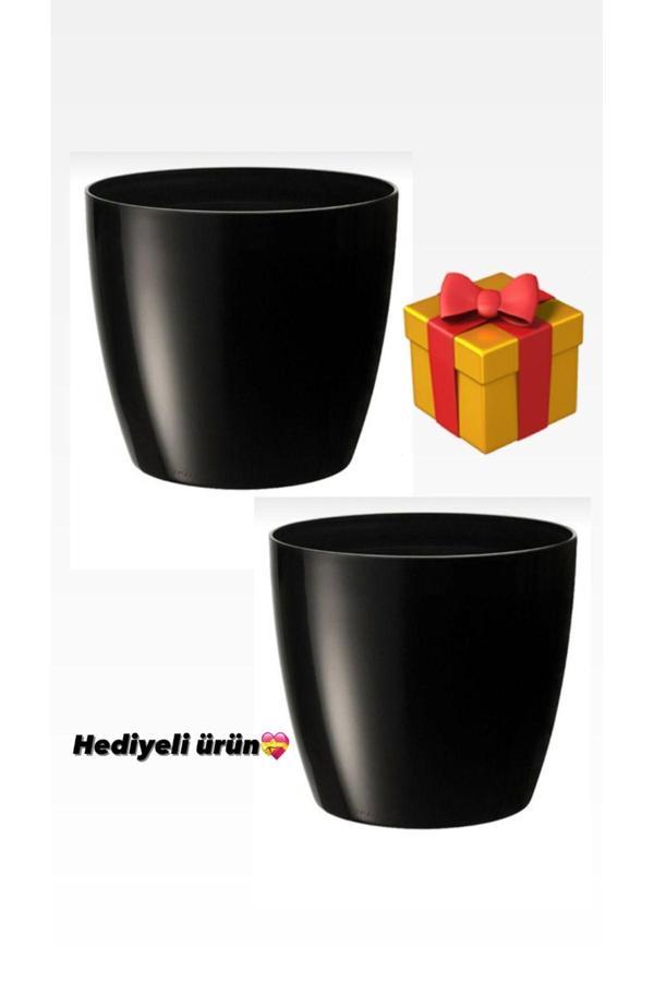 Serinova Yakut Saksı 7.4 Lt Kırık Siyah (2Adet) Çiçek Saksı - Image 1