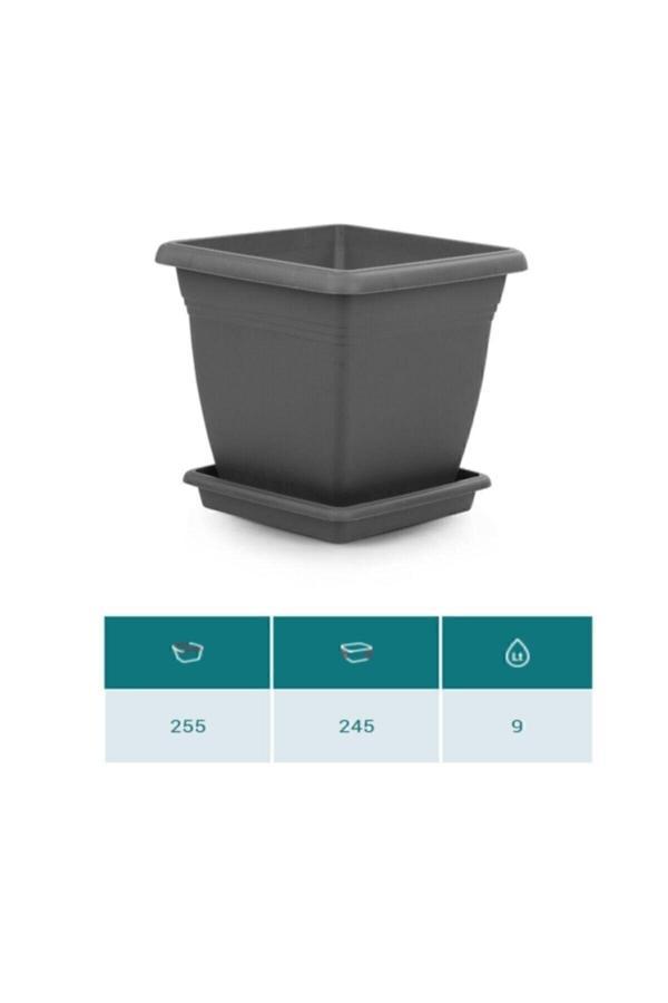 Serinova Villa Kare Saksı 9 Litre Antrasit - Image 1