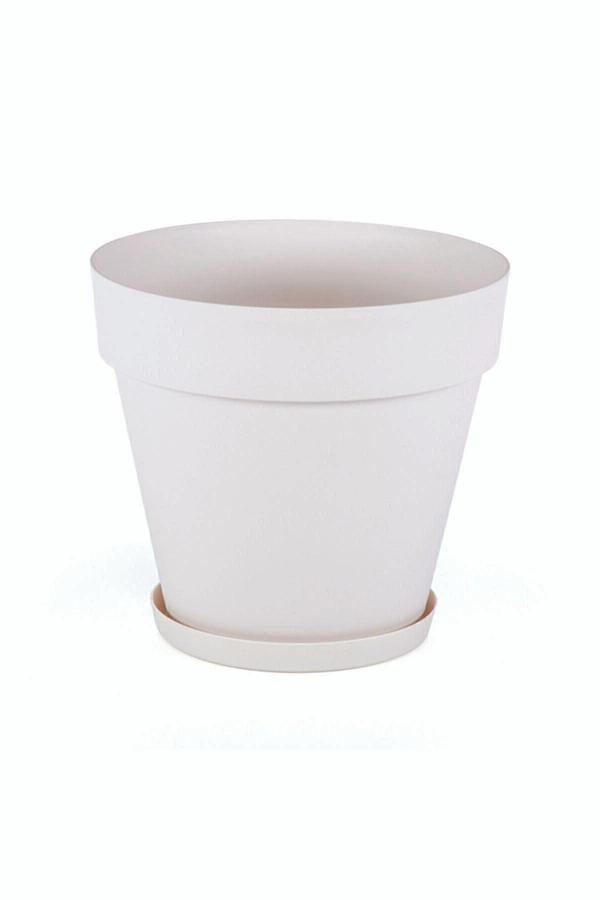 Serinova 3 Litre 19Çap 17,5Boy Mat Kırık Beyaz Renk Dekoratif Plastik Saksı Yalı No3 Beyaz - Image 1