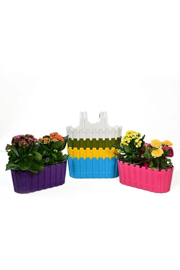 Bidünya Akasya Balkon Saksı Kolay Askı 30 Cm Pembe 3 Lt Denge Aparatlı - Image 1