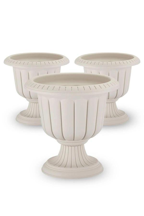 Bidünya Saksı Dekoratif Ayaklı Nergis Saksı Seti Plastik Çiçek Saksısı 3Lü Set - Image 1