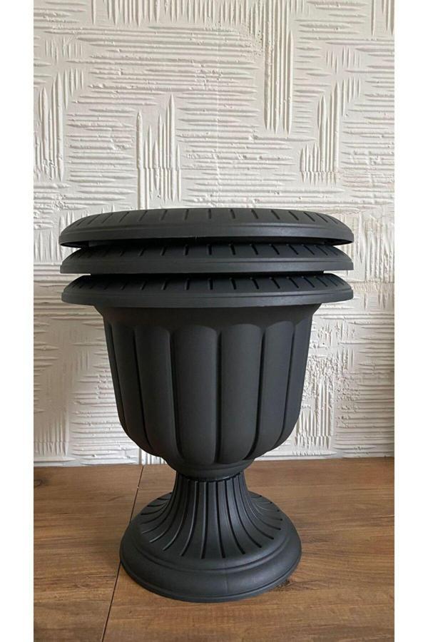 Bidünya 3'Lü Nergis Saksı No.1 9,8 Litre Antrasit Renk - Image 1