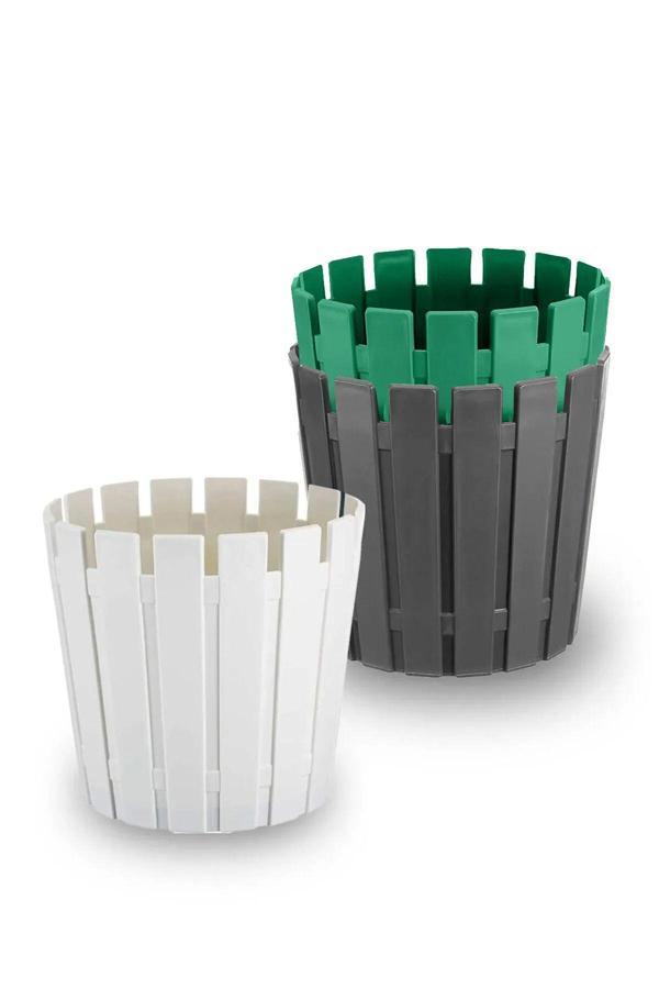 Bidünya 3 Adet Akasya Saksı 1 Litre 14Cm Plastik Drenaj Izgaralı Çiçek Saksısı - Image 1