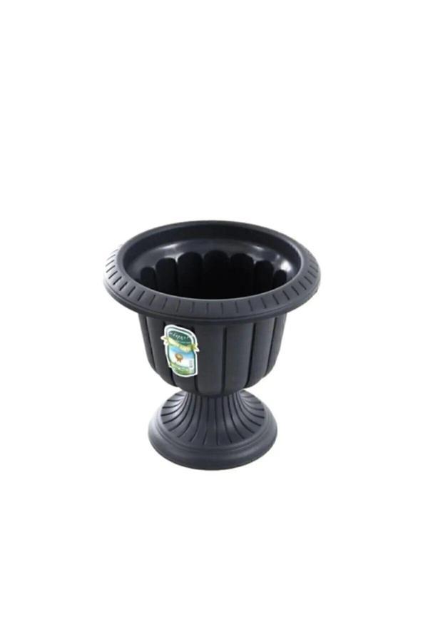 Poliva Nergis Dekoratif Antrasit Renk Ayaklı Saksı - Plastik Çiçek Saksısı 9,8 Litre - Image 1