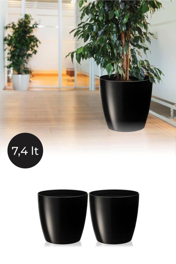 Serinova Yakut Saksı 7.4 Lt Siyah 2 Adet Siyah - Image 1