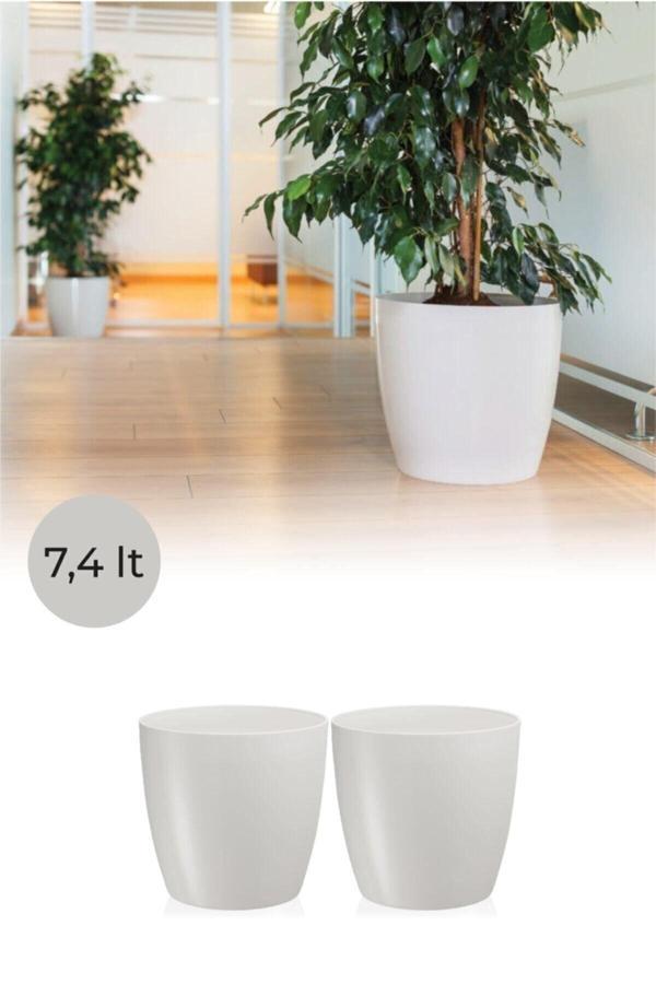 Serinova Dekoratif Yakut Saksı 7.4 Lt Kırık Beyaz - Image 1