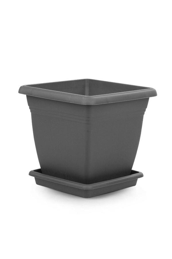 Serinova Vk02 Tabaklı Villa Kare Saksı 9 Litre 3'Lü Set Antrasit - Image 1