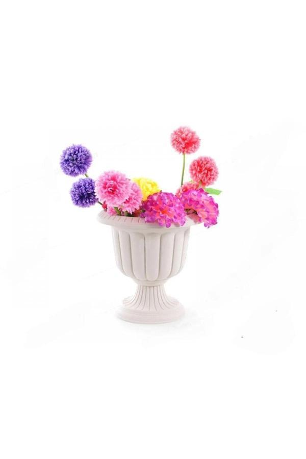 Poliva Nergiz Saksı 9,8 Litre Kırık Beyaz Renk Ayaklı Plastik Çiçek Saksısı - Image 1