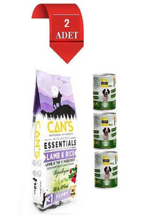 Cans Dog Puppy Yavru Köpek Maması Kuzu Etli 12 Kg X 2 Adet + 3 Adet Konserve Hediyeli - Image 1