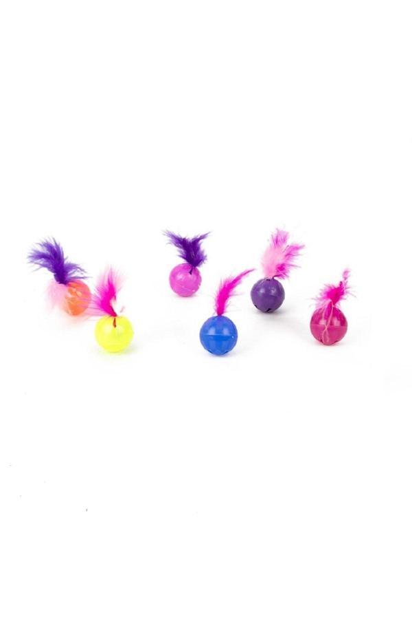 Flip Tüylü Kedi Oyun Topu 4 Cm Çap ( 6 Adet ) - Image 1