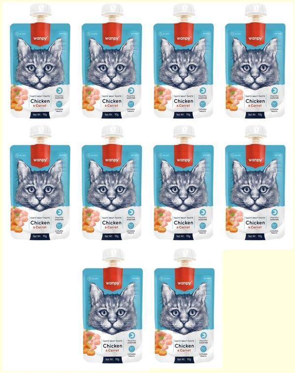 Wanpy Taze Tavuklu & Havuçlu Kedi Et Ezmesi 90 Gr*10 LU PAKET - Image 1