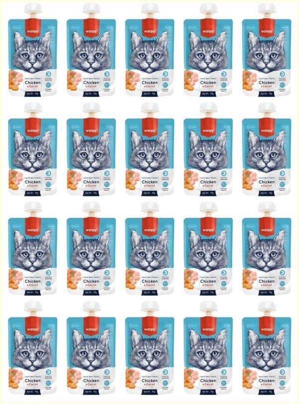 Wanpy Taze Tavuklu & Havuçlu Kedi Et Ezmesi 90 Gr*20 Lİ PAKET - Image 1