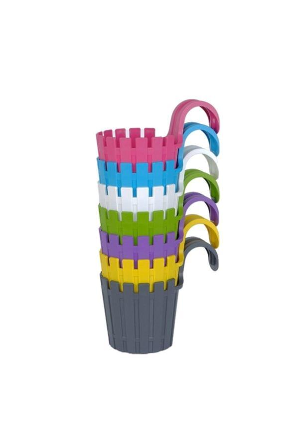 Dükkangül Akasya Askılı Duvar Balkon Saksı Seti , Askılı Balkon Saksısı 7 Adet Akasya Askılı Saksı - Image 1