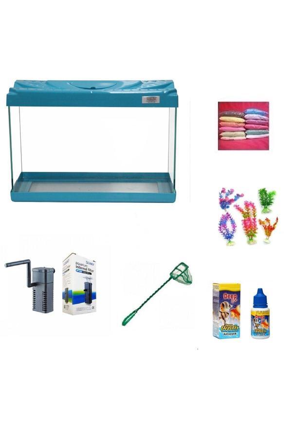 Kanki Pet 30 Cm Akvaryum Hazır Set 3018 Turkuaz - Image 1