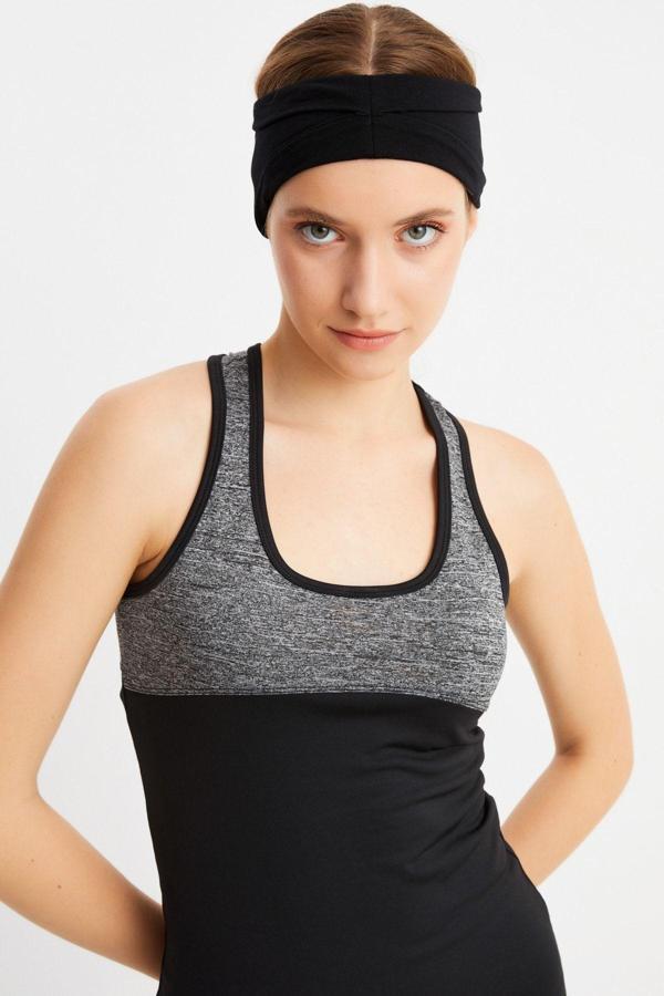 Kadın Çift Taraflı Kullanım Alternatifli Pamuklu Penye Kaymaz Hafif Spor Saç Bandı Bandana - Image 1