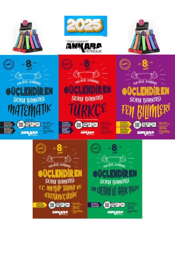 Güncel 8.Sınıf Güçlendiren Türkçe-Mat-Fen-İnk.Tar-Din Soru Bankası Seti+Kalemlik - Ankara Yayıncılık - Image 1