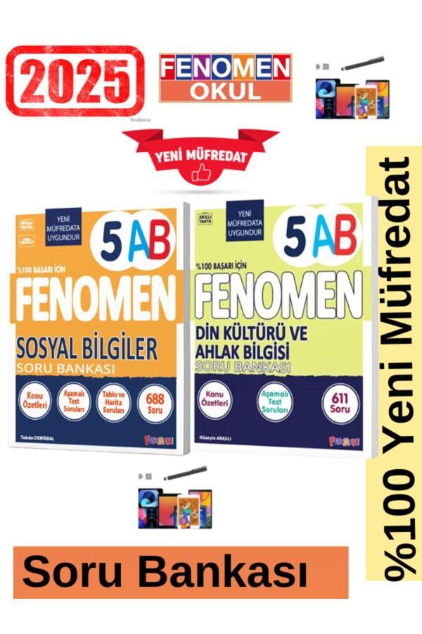2025 5.Sınıf Sosyal(AB)688 Soru-Din Kültürü (AB)611 Soru Yeni Müfredat Soru Bankası Seti+Kalem - Fenomen Yayıncılık - Image 1