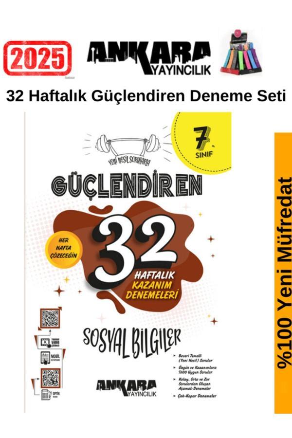 Güncel 2025 7.Sınıf Güçlendiren Sosyal Bilgiler 32 Hafta Video Çözümlü Deneme Seti+Kalemlik - Ankara Yayıncılık - Image 1