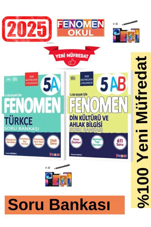 2025 5.Sınıf Türkçe(A) Kolay 1268 Soru-Din(AB)611 Soru Yeni Müfredat Soru Bankası Seti+Kalem - Fenomen Yayıncılık - Image 1