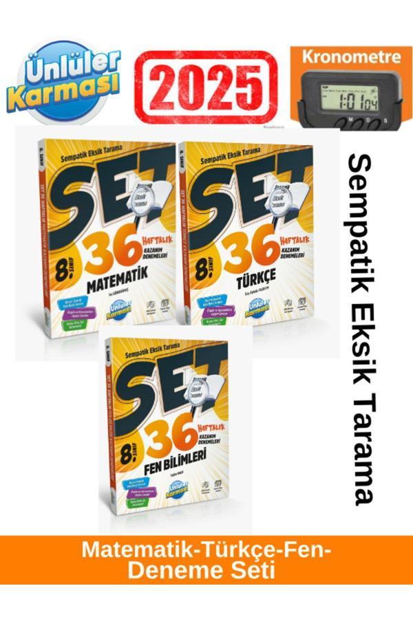 2025 Set 8.Sınıf Matematik-Türkçe-Fen 36 Haftalık Kazanım Denemeleri+Kronometre(Yeni Ürün) - Fenomen Yayıncılık - Image 1