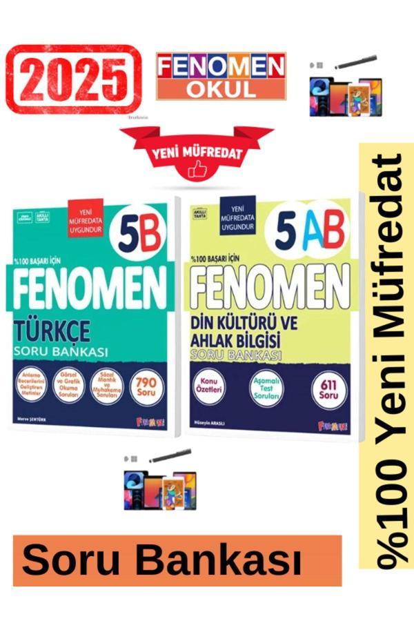 2025 5.Sınıf Türkçe(B) Zor -Din(AB) %100 Yeni Müfredat Soru Bankası Seti+Kalem - Fenomen Yayıncılık - Image 1