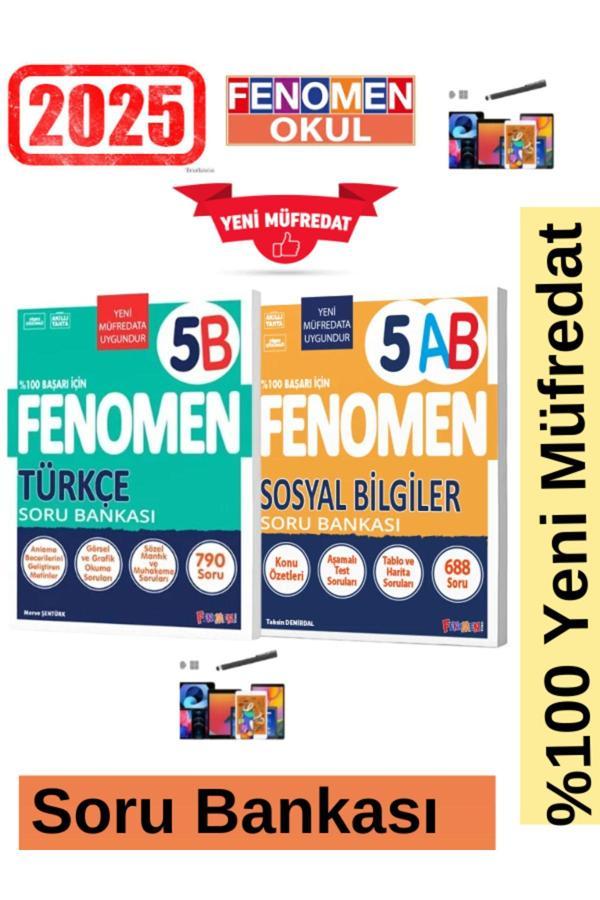 2025 5.Sınıf Türkçe(B) Zor -Sosyal(AB)%100 Yeni Müfredat Soru Bankası Seti+Kalem - Fenomen Yayıncılık - Image 1