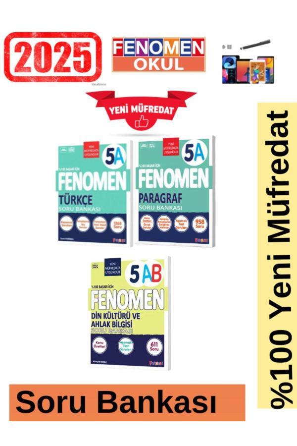 2026 5.Sınıf Türkçe(A)-Paragraf(A)-Din(AB)-Yeni Müfredat Soru Bankası Seti+Kalem - Fenomen Yayıncılık - Image 1
