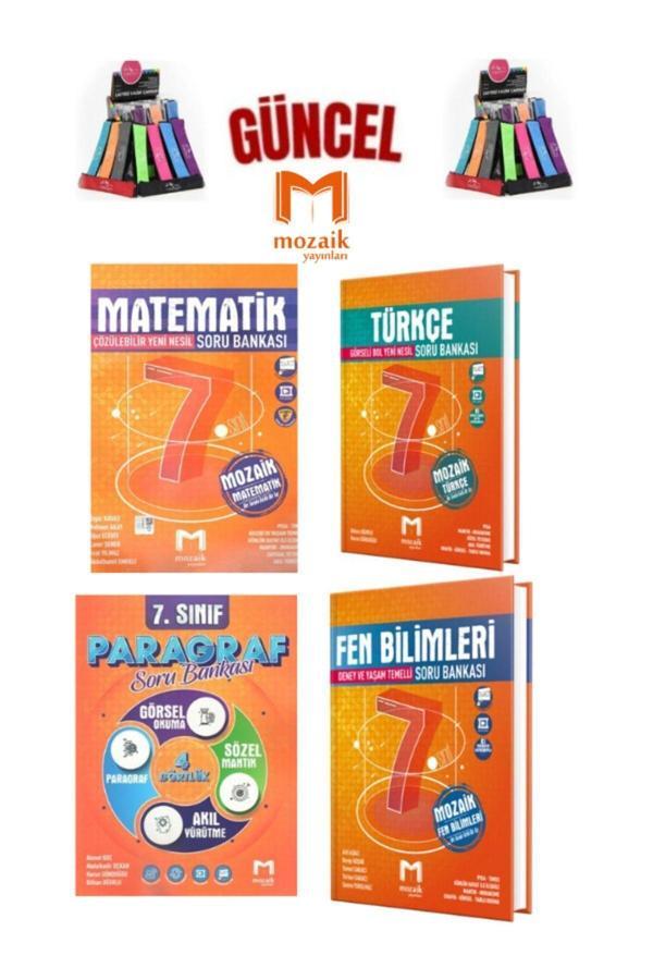 Mozaik 7.Sınıf Matematik-Türkçe-Fen-Paragraf Video Çözümlü Soru Bankası Seti+Kalemlik - Mozaik Yayınları - Image 1