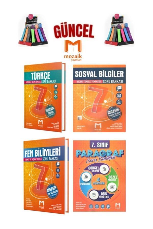 Mozaik 7.Sınıf Türkçe-Sosyal-Fen-Paragraf Video Çözümlü Soru Bankası Seti+Kalemlik - Mozaik Yayınları - Image 1