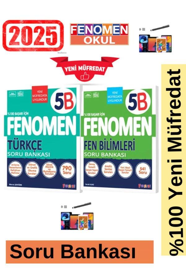 2025 5.Sınıf Türkçe5(B)Zor -Fen 5(B) Zor %100 Yeni Müfredat Soru Bankası Seti+Kalem - Fenomen Yayıncılık - Image 1