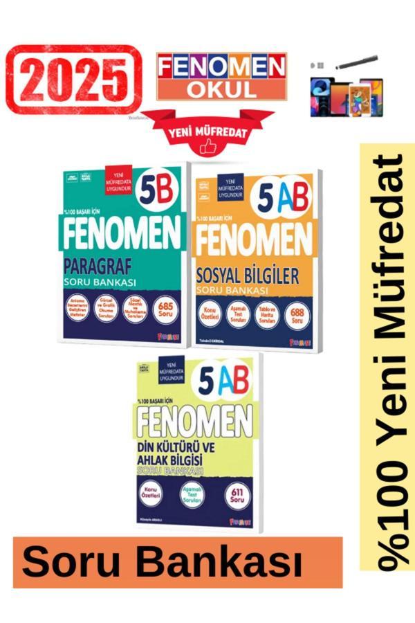 2025 5.Sınıf Paragraf 5B-Sosyal5(AB)-Din5(AB)%100 Yeni Müfredat Soru Bankası Seti+Kalem - Fenomen Yayıncılık - Image 1