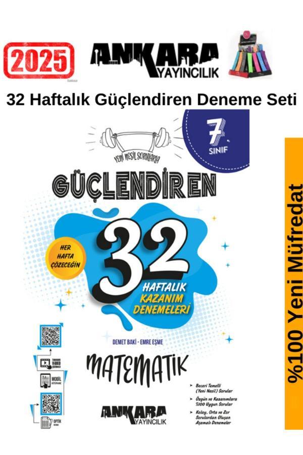 Güncel 2025 7.Sınıf Güçlendiren Matematik 32 Hafta Video Çözümlü Deneme Seti+Kalemlik - Ankara Yayıncılık - Image 1