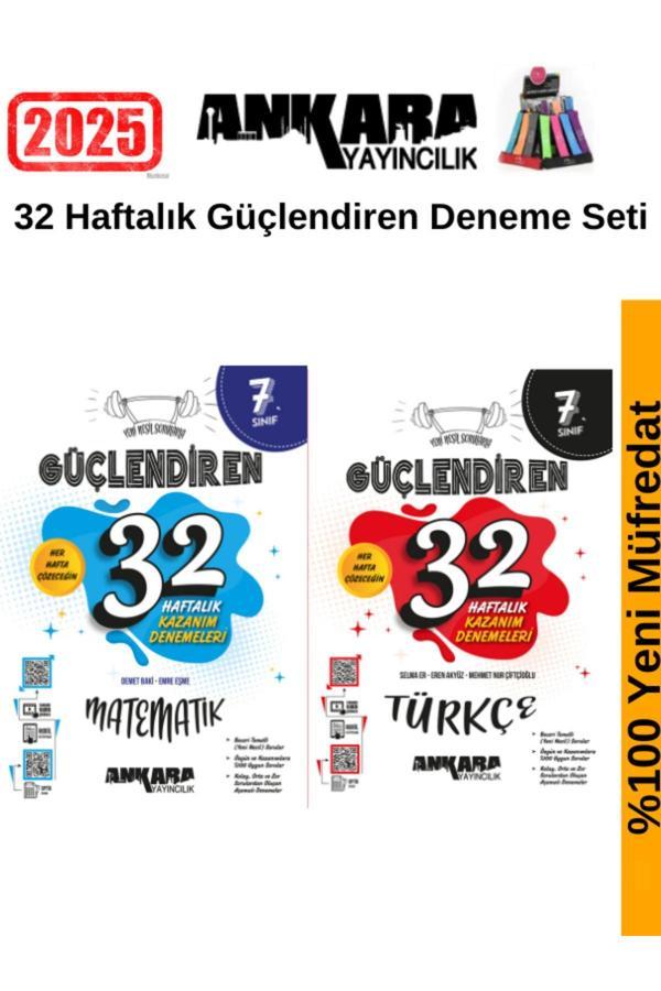 Güncel 2025 7.Sınıf Güçlendiren Matematik-Türkçe 32 Hafta Deneme Seti+Kalemlik - Ankara Yayıncılık - Image 1