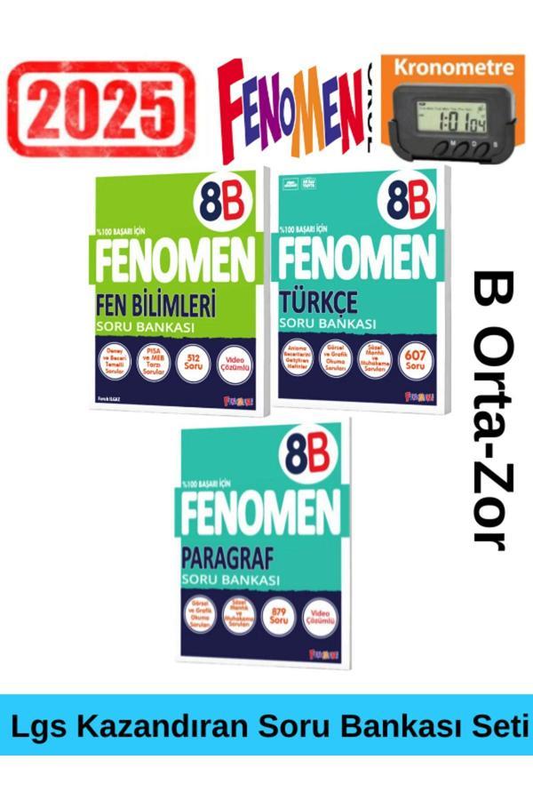2025 8.Sınıf FenB-TürkçeB-ParagrafB Soru Bankası+Kronometre - Fenomen Yayıncılık - Image 1