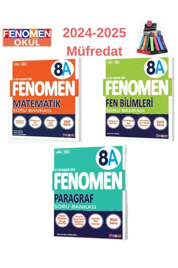 Güncel 8.Sınıf Matematik(A)-Fen(A)-Paragraf(A)Kolay Soru Bankası Seti+Kalemlik - Fenomen Yayıncılık - Image 1