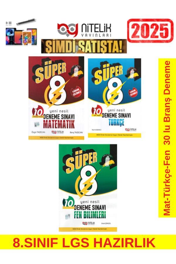 Nitelik 2025 Süper Matematik-Türkçe-Fen Tamamı Çözümlü 30 Deneme+Android Kalem - Nitelik Yayınları - Image 1